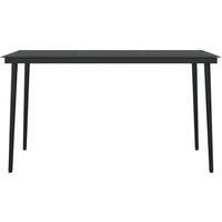 Berkfield Home Classic Garden Dining Table Black 140x70x74 cm Steel & Glass | Size: 140 x 70 x 74 cm