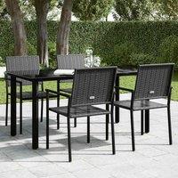 Berkfield Home Elegant Garden Dining Table Black 160x80x74cm Steel & Tempered Glass | Size: 160 x 80 x 74 cm