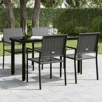 Berkfield Home Classic Garden Dining Table Black 140x70x74 cm Steel & Glass | Size: 140 x 70 x 74 cm