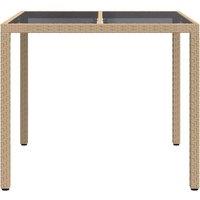 Berkfield Home Traditional Garden Dining Table Beige 90x90x75 cm Poly Rattan | Size: 90 x 90 x 75 cm