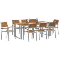 Berkfield Home Modern Garden Dining Set Set of 9 Grey, Wood Tone Metal Durable in Grey