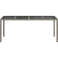 Berkfield Home Modern Garden Dining Table Grey 190x90x75 cm Poly Rattan | Size: 190 x 90 x 75 cm