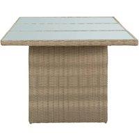 Berkfield Home Durable Garden Dining Table Brown 200x100x74 cm Glass & Poly Rattan | Size: 200 x 100 x 74 cm