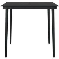 Berkfield Home Classic Garden Dining Table Black 80x80x74 cm Steel & Glass | Size: 80 x 80 x 74 cm