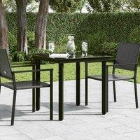 Berkfield Home Classic Garden Dining Table Black 80x80x74 cm Steel & Glass | Size: 80 x 80 x 74 cm