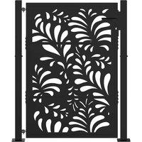 Berkfield Home Beautiful Garden Gate Black 105x130 cm Steel Wave Design