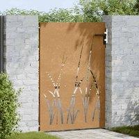 Berkfield Home Beautiful Garden Gate 85x125 cm Corten Steel Grass Design in Brown
