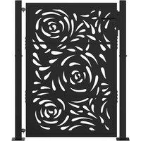 Berkfield Home Beautiful Garden Gate Black 105x130 cm Steel Flame Design