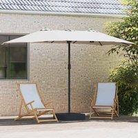 Berkfield Home Modern Garden Parasol Folding Sand 385 x 209 x 244 cm Fabric in Light Sand