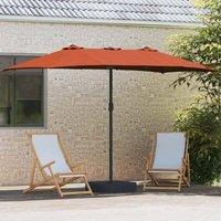 Berkfield Home Modern Garden Parasol Folding Terracotta 385 x 209 x 244 cm Fabric