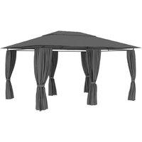 Berkfield Home Elegant Garden Marquee with Curtains 4x3 m Anthracite in Charcoal