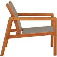 Berkfield Home Durable Garden Lounge Chair Grey Solid Eucalyptus Wood & Textilene