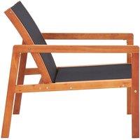 Berkfield Home Durable Garden Lounge Chair Black Solid Eucalyptus Wood & Textilene