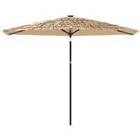 Berkfield Home Durable Garden Parasol with Steel Pole Brown 288x288x225 cm in Tan | Size: 288 x 288 x 225 cm