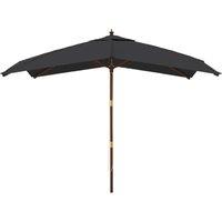 Berkfield Home Durable Garden Parasol with Wooden Pole Black 300x300x273 cm | Size: 300 x 300 x 273 cm