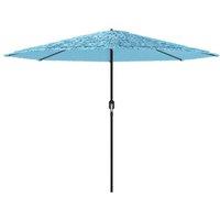 Berkfield Home Durable Garden Parasol with Steel Pole Blue 324x324x247 cm in Aqua | Size: 324 x 324 x 247 cm
