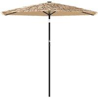 Berkfield Home Durable Garden Parasol with Steel Pole Brown 223x223x213 cm in Light Tan | Size: 223 x 223 x 213 cm