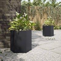 Berkfield Home Durable Garden Planter 2 pcs Black Hexagon 46x40x45 cm Steel | Size: 46 x 40 x 45 cm