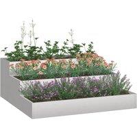 Berkfield Home Modern Garden Planter 3-Tier 90x90x35 cm Stainless Steel in Silver | Size: 90 x 90 x 35 cm