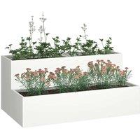 Berkfield Home Stunning Garden Planter 2-Tier 100x60x45 cm White Steel | Size: 100 x 60 x 45 cm