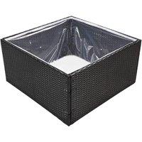 Berkfield Home Beautiful Garden Planter Black 80x80x40 cm Poly Rattan | Size: 80 x 80 x 40 cm