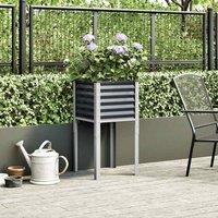 Berkfield Home Decorative Garden Planter Anthracite 45x45x88 cm Steel in Dark Grey | Size: 45 x 45 x 88 cm