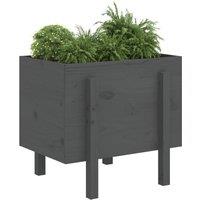 Berkfield Home Beautiful Garden Planter Grey 62x50x57 cm Solid Wood Pine | Size: 62 x 50 x 57 cm