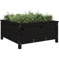 Berkfield Home Beautiful Garden Planter Black 82.5x82.5x39 cm Solid Wood Pine