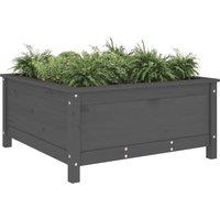 Berkfield Home Beautiful Garden Planter Grey 82.5x82.5x39 cm Solid Wood Pine