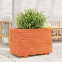 Berkfield Home Beautiful Garden Planter Wax Brown 70x40x49.5 cm Solid Wood Pine in Orange