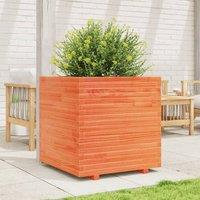 Berkfield Home Beautiful Garden Planter Wax Brown 70x70x72 cm Solid Wood Pine | Size: 70 x 70 x 72 cm