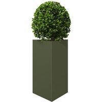 Berkfield Home Durable Garden Planter Olive Green Triangular 50x43x75 cm Steel | Size: 50 x 43 x 75 cm