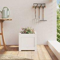 Berkfield Home Beautiful Garden Planter White 31x31x31 cm Solid Wood Pine | Size: 31 x 31 x 31 cm