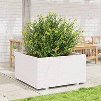 Berkfield Home Beautiful Garden Planter White 90x90x49.5 cm Solid Wood Pine
