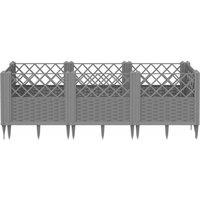 Berkfield Home Beautiful Garden Planter with Pegs Light Grey 123.5x43.5x43.5 cm PP