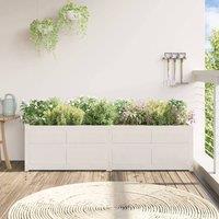 Berkfield Home Beautiful Garden Planter White 180x50x50 cm Solid Wood Pine | Size: 180 x 50 x 50 cm