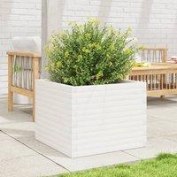 Berkfield Home Decorative Garden Planter White 60x60x46 cm Solid Wood Pine | Size: 60 x 60 x 46 cm