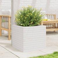 Berkfield Home Decorative Garden Planter White 50x50x45.5 cm Solid Wood Pine