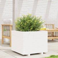 Berkfield Home Decorative Garden Planter White 60x60x49.5 cm Solid Wood Pine
