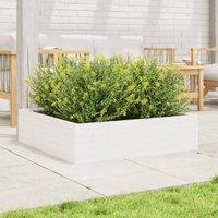 Berkfield Home Decorative Garden Planter White 90x90x23 cm Solid Wood Pine | Size: 90 x 90 x 23 cm