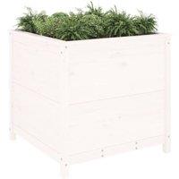 Berkfield Home Beautiful Garden Planter White 82.5x82.5x78 cm Solid Wood Pine