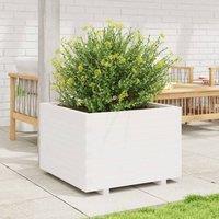 Berkfield Home Beautiful Garden Planter White 70x70x49.5 cm Solid Wood Pine