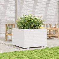 Berkfield Home Decorative Garden Planter White 70x70x49.5 cm Solid Wood Pine