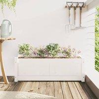 Berkfield Home Beautiful Garden Planter White 90x31x31 cm Solid Wood Pine | Size: 90 x 31 x 31 cm