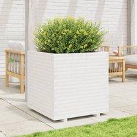 Berkfield Home Beautiful Garden Planter White 70x70x72.5 cm Solid Wood Pine