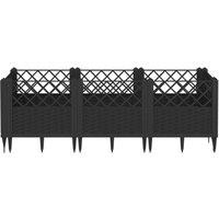 Berkfield Home Beautiful Garden Planter with Pegs Black 123.5x43.5x43.5 cm PP