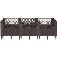Berkfield Home Beautiful Garden Planter with Pegs Brown 123.5x43.5x43.5 cm PP