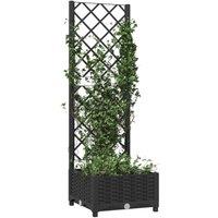 Berkfield Home Beautiful Garden Planter with Trellis Black 40x40x121.5 cm PP