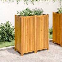 Berkfield Home Beautiful Garden Planter with Liner 84x42x100 cm Solid Wood Acacia in Brown | Size: 84 x 42 x 100 cm