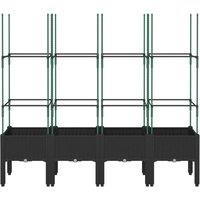 Berkfield Home Beautiful Garden Planter with Trellis Black 160x40x142.5 cm PP